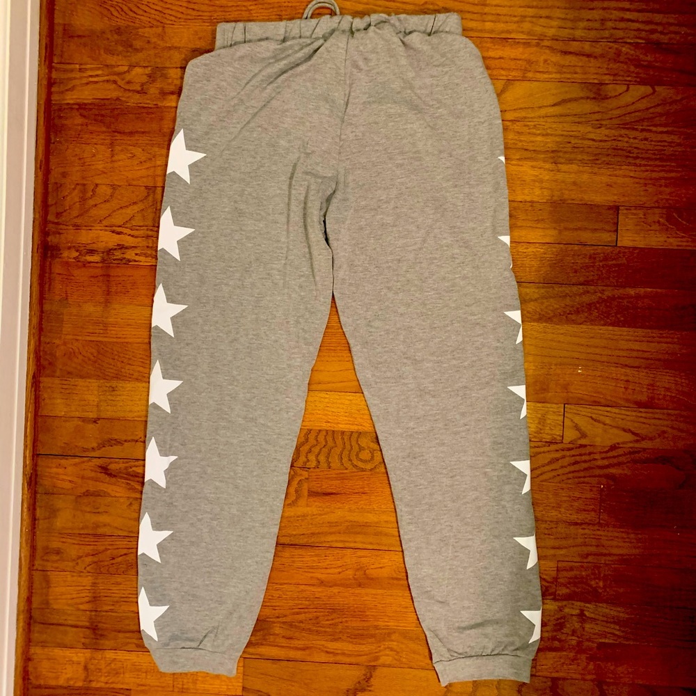 NWOT grey lounge pants with stars on the side